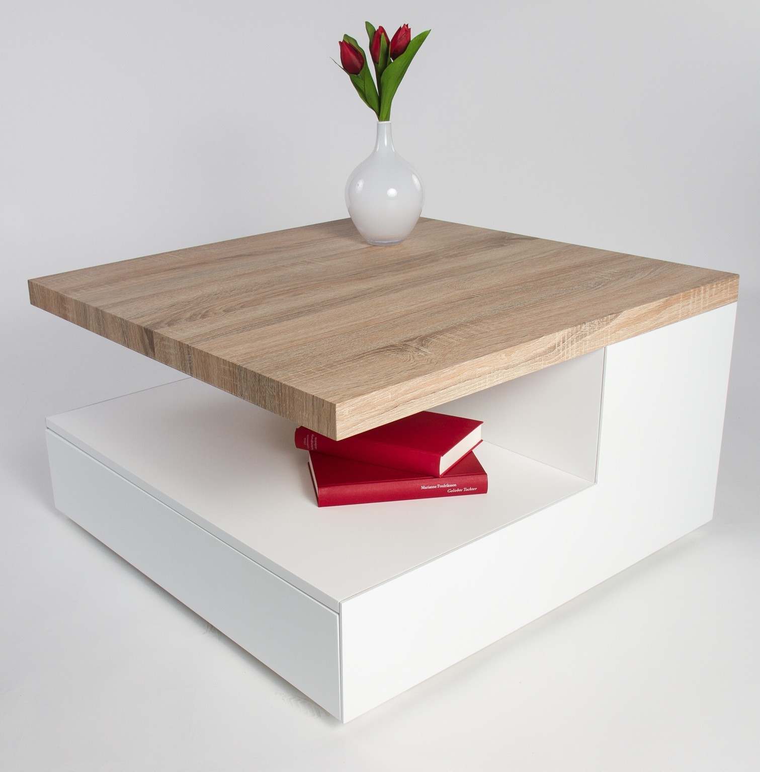 Table basse salon blanc bois