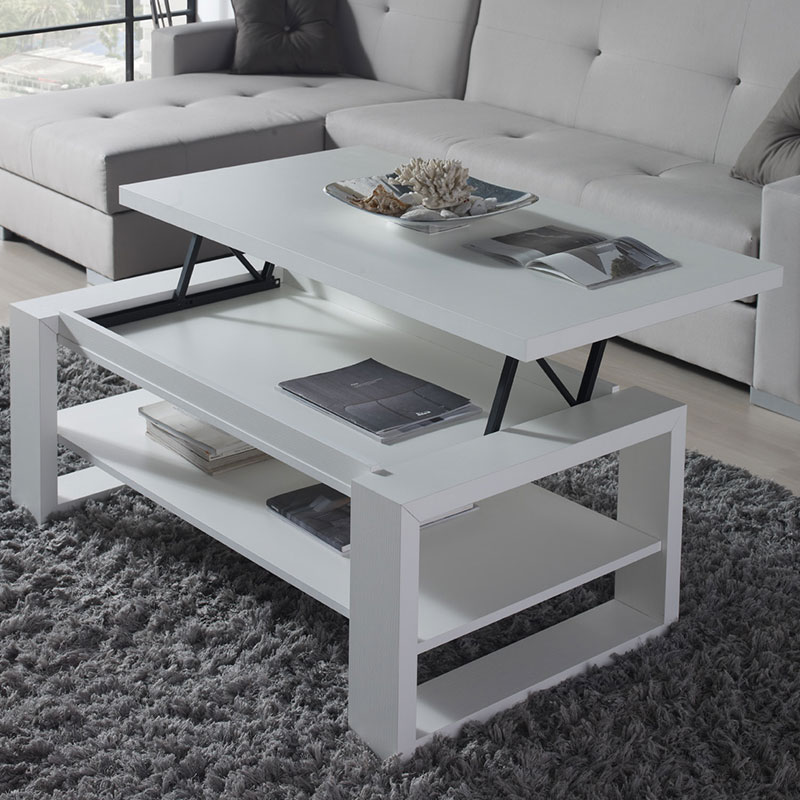 Table basse blanc relevable