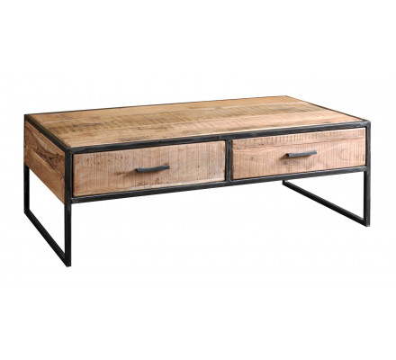 Table basse bois massif metal