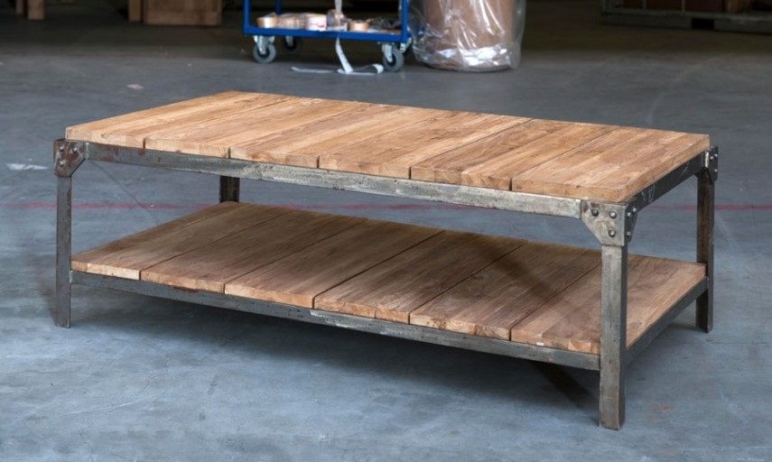 Table basse moderne bois et fer