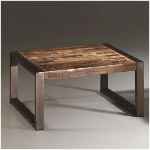 Table basse en bois et métal avec 1 tiroir l120.5 cm donna