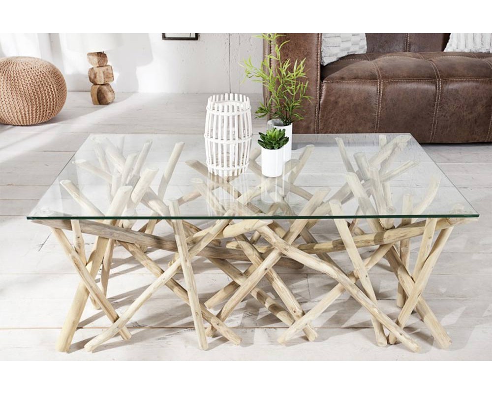 Table basse rodin de bois