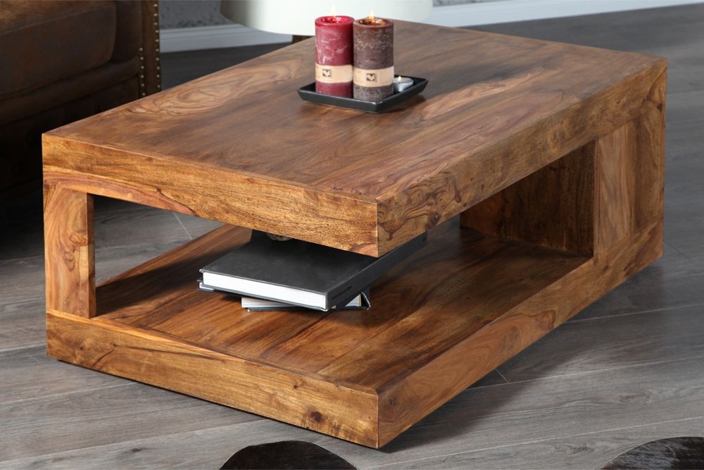 Table basse bois massif fonce