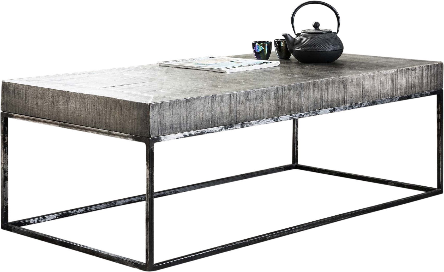 Table basse bois massif grise