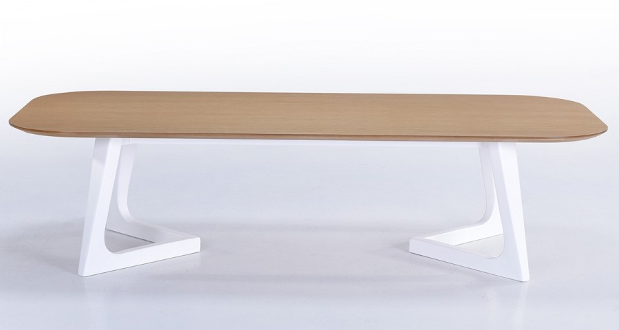 Table basse bois et pied blanc