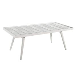 Table basse bois blanc et verre