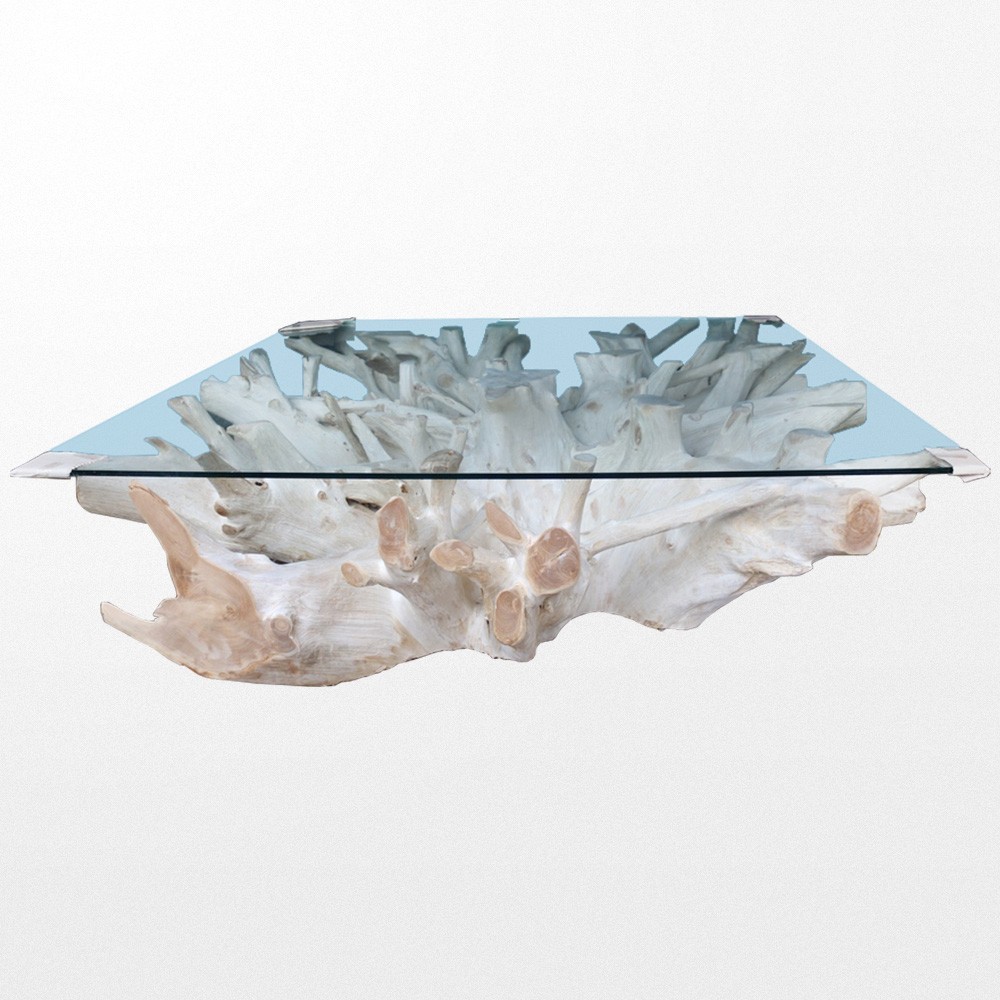 Table basse en bois verre