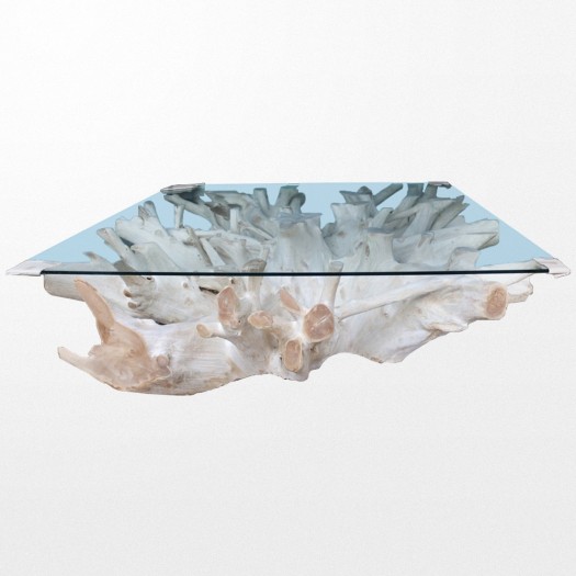 Table basse bois et verrre