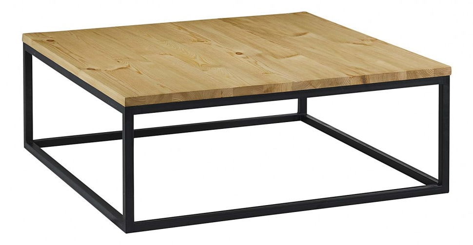 Table basse carree bois et metal