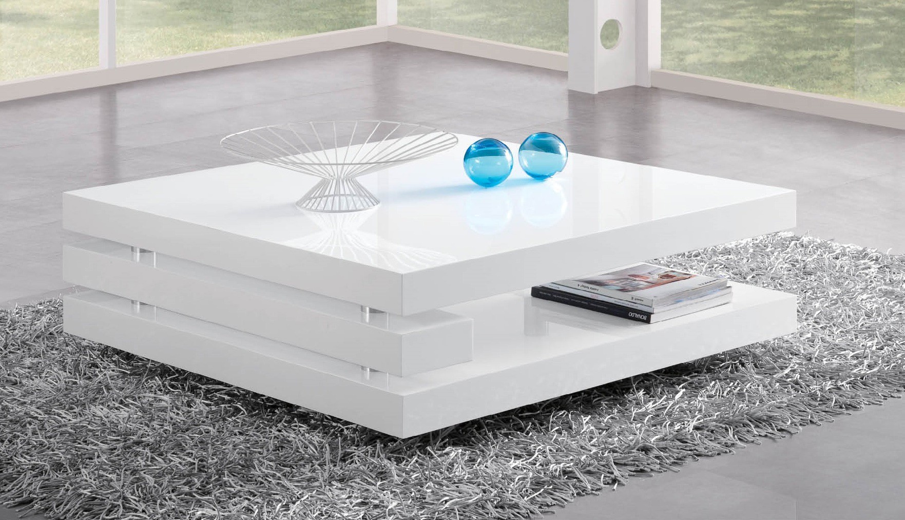 Table basse design vegas laqué blanc
