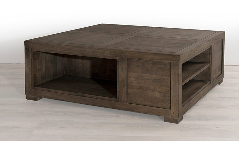 Table basse carre verre bois