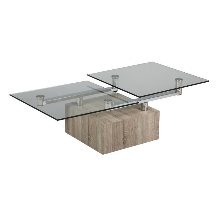 Table basse verre trempé bois