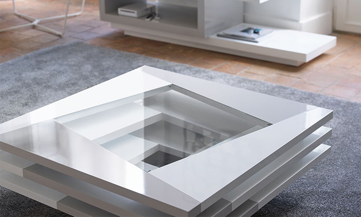 Table basse carrée design verre