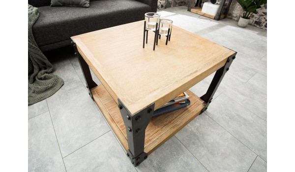 Table basse bois metal style industriel