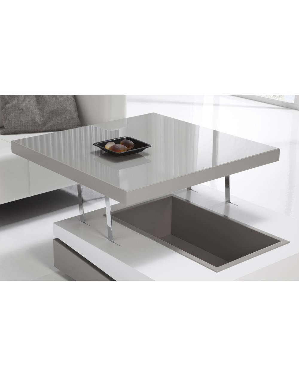 Table basse relevable gris beige