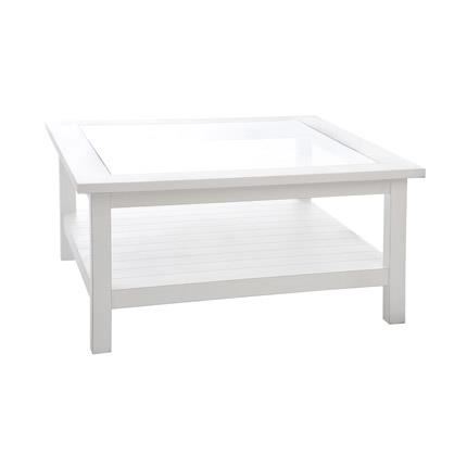 Table basse bois vitre
