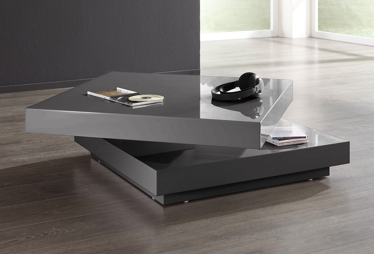 Table basse plateau pivotant bois