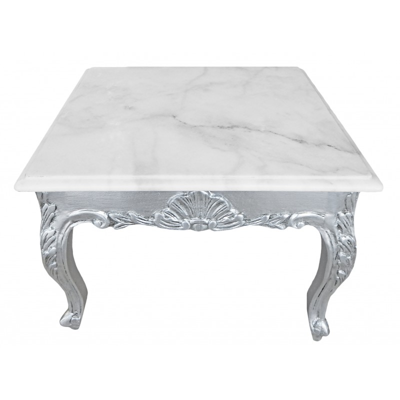 Table basse bois blanc baroque