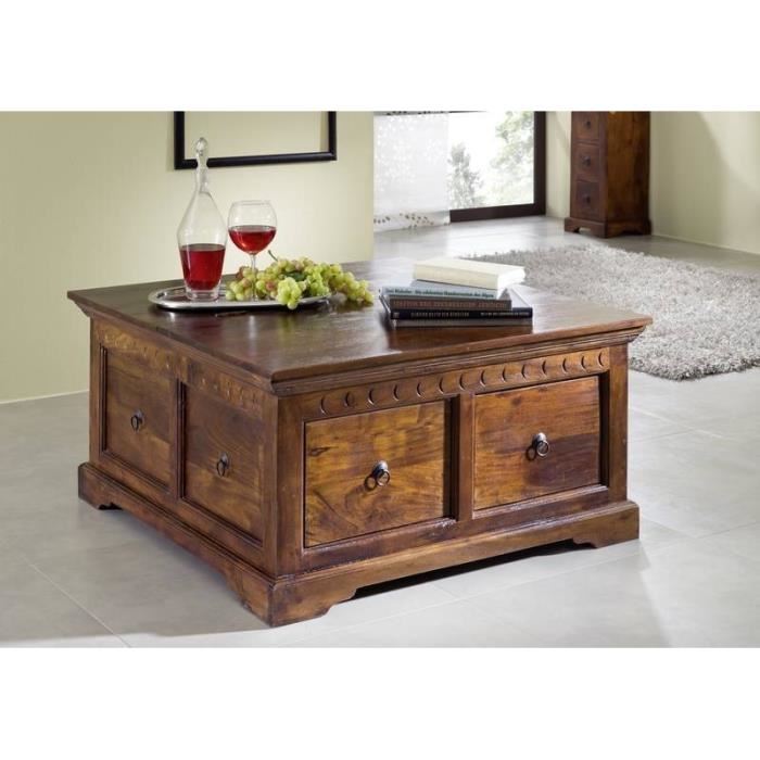 Table basse coffre bois rectangulaire