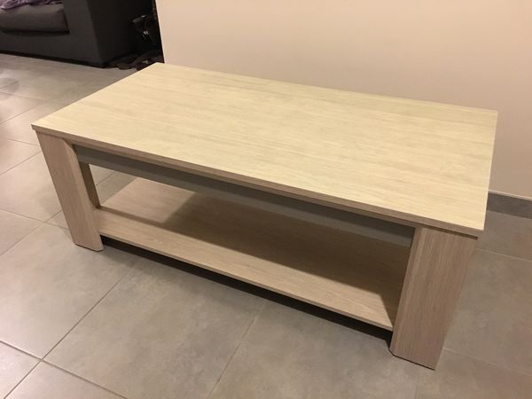 Table basse bois brut et blanc