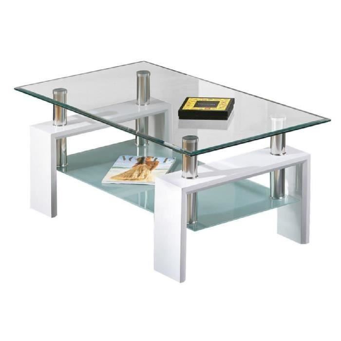 Table basse verre metal bois
