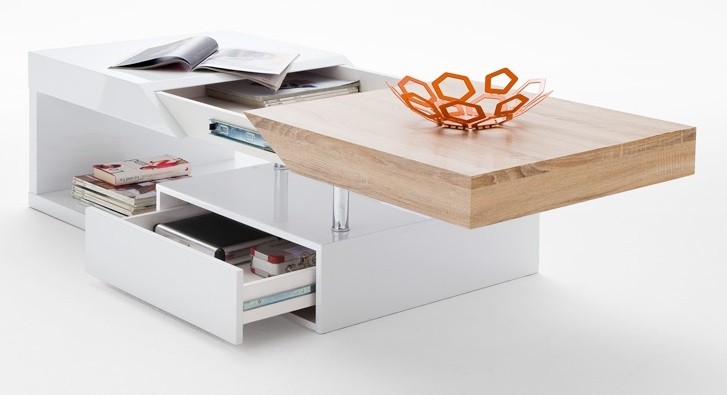 Table basse blanc laque bois