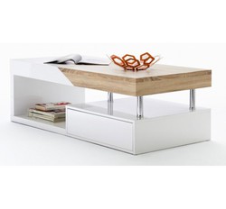 Table basse bois laqué blanche