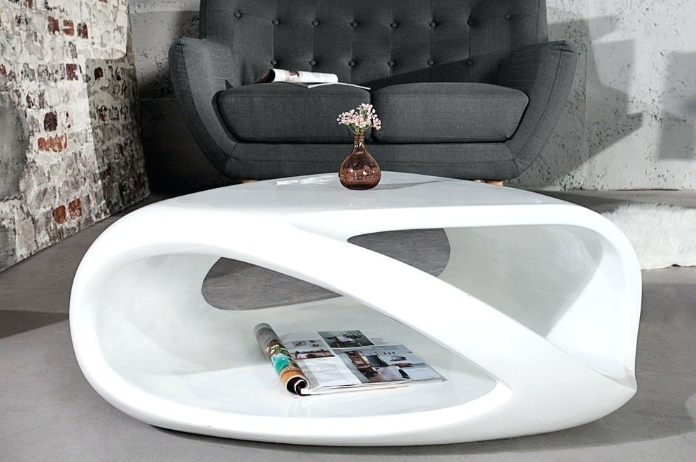 Table basse design blanc laqué santana 90 cm