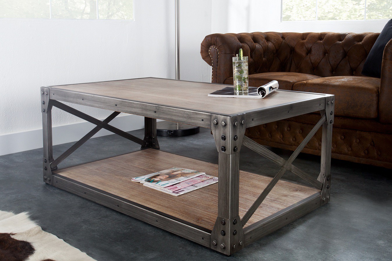 Table basse metal bois pas cher