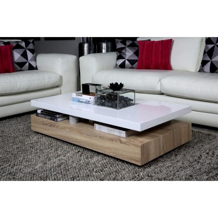 Table basse bois gris et blanche