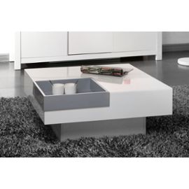 Table basse bois blanc et gris