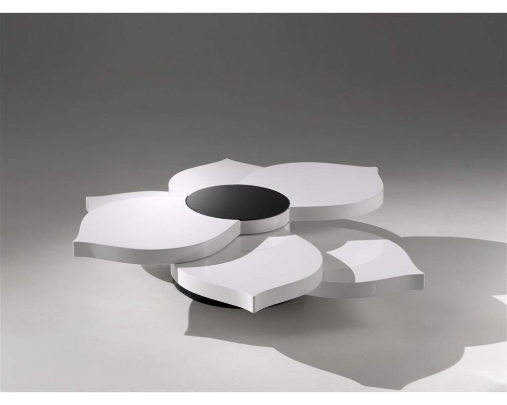 Table basse originale bois et blanc