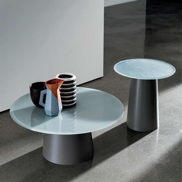 Table basse design verre ronde