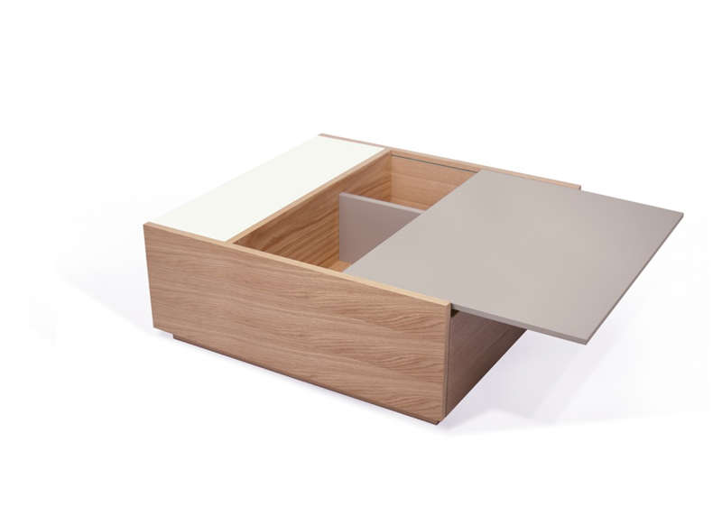 Table basse en bois plateau coulissant dann