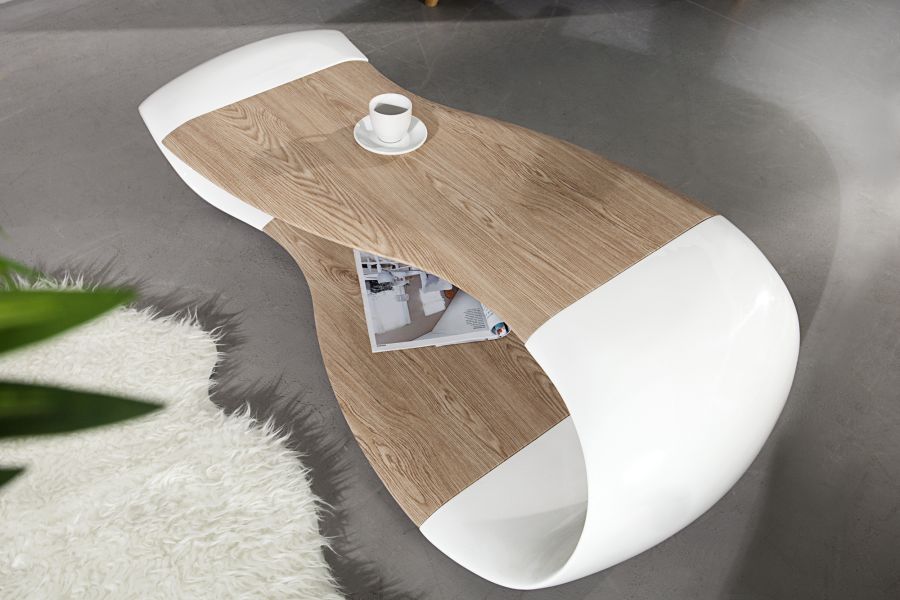 Table basse blanc bois design
