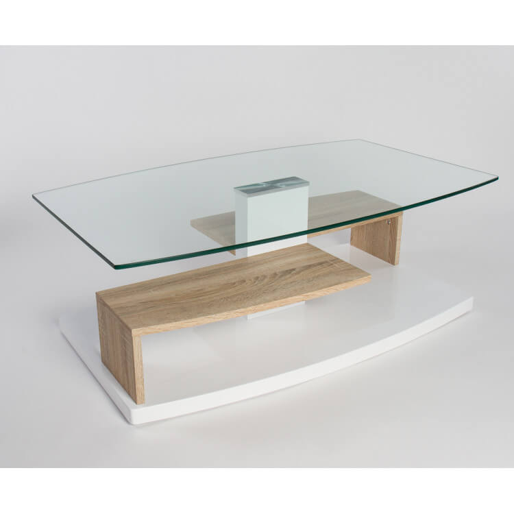Table basse bois et blanc laqué