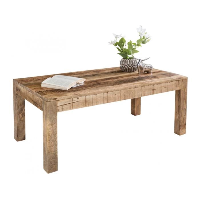 Table basse design bois naturel et blanche gilda
