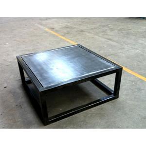 Table basse acier brossé bois