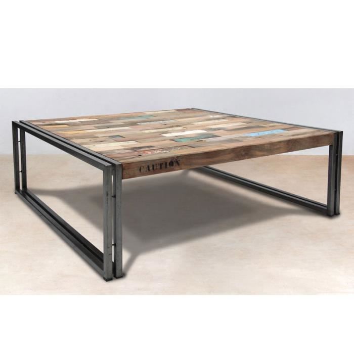 Table basse fer et bois pas cher