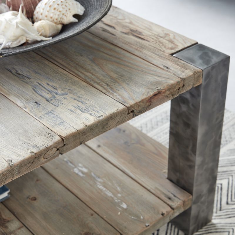 Table basse bois metal vintage