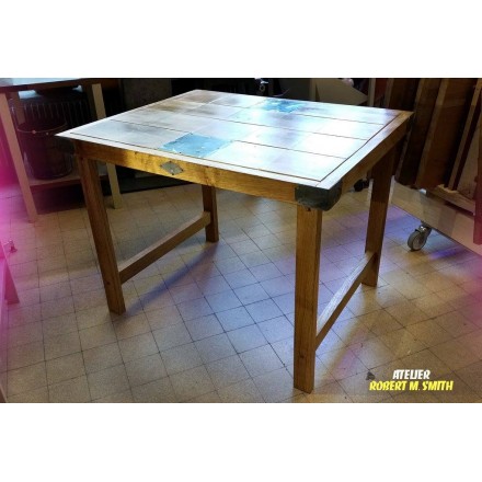 Table basse bois zinc