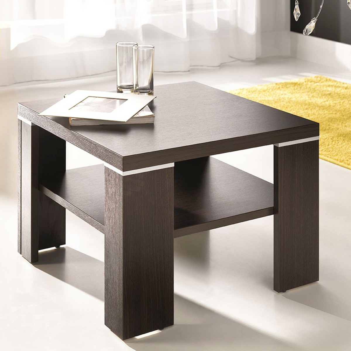 Table basse argent et bois