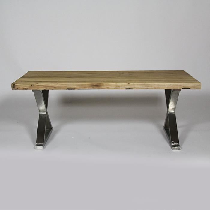 Table basse plateau bois pied metal