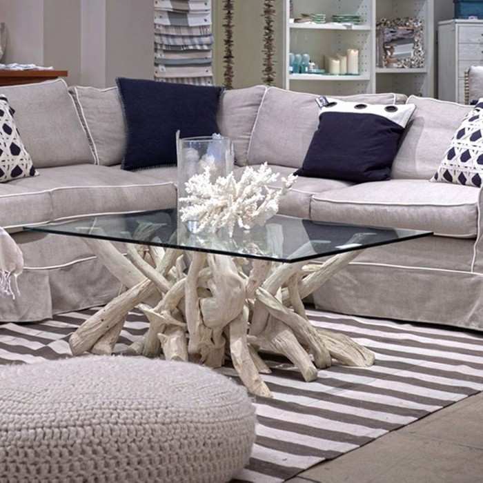 Table basse bois exotique style ethnique