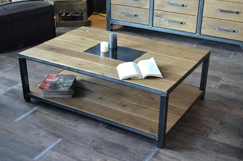 Table basse fer et bois fait maison