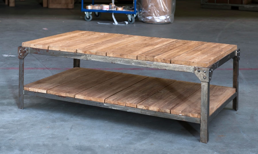 Table basse bois ferronnerie