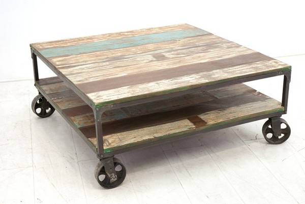 Table basse en bois et fer forge