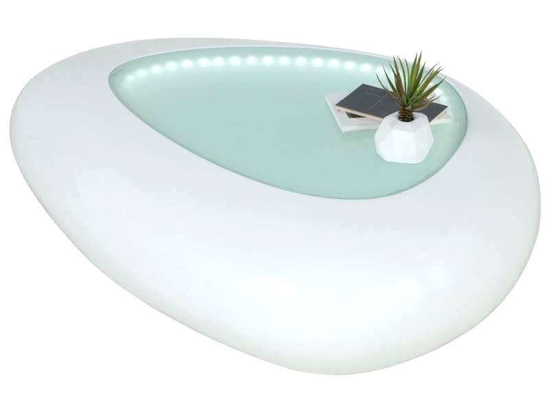 Table basse design galet ii blanc laqué