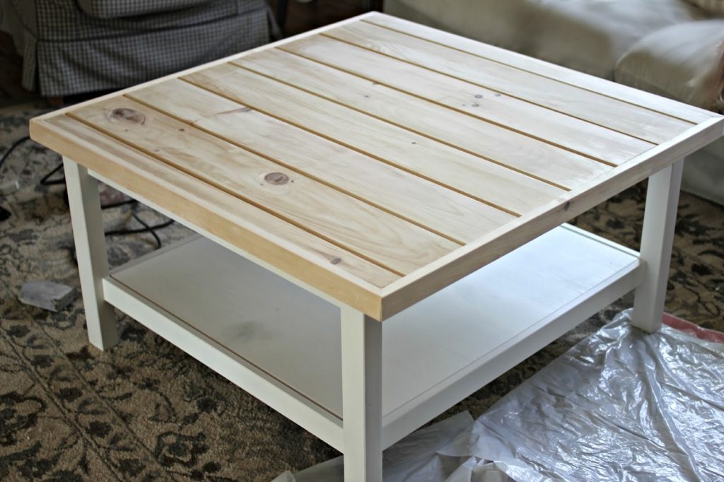 Table basse salon bois blanc