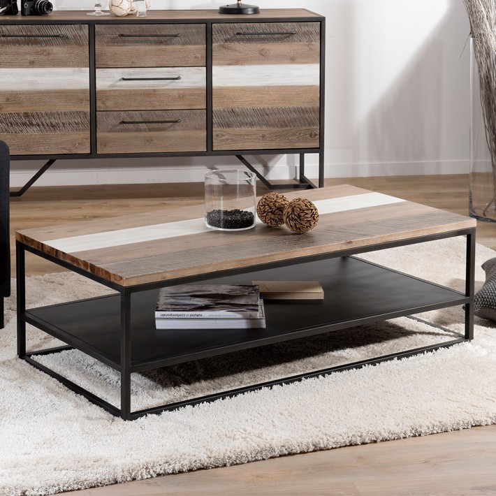 Table basse bois industrielle